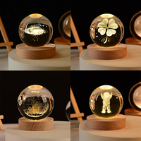 Décorations de Noël 3D Lumineuses pour Table, Boule de Cristal 3D, Veilleuse pour Enfant, Père Noël, Cerf, Veilleuse en Verre, Cadeau de Noël pour Enfants