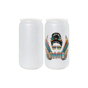 Recyclable Powder Coated Sublimation <b>Beer</b> 16Oz Shimmer Rough Glitter Tumbler Cups Glass Can - Product Image 4
