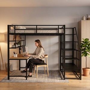 <span class=keywords><strong>Lit</strong></span> mezzanine en métal robuste avec bureau intégré, cadre en fer épaissi, <span class=keywords><strong>lit</strong></span> surélevé gain de place <span class=keywords><strong>pour</strong></span> dortoir d'étudiant, appartement - Product Image 3