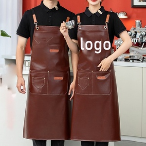 Large Pocket Pu Material <b>Waterproof</b> Oil-Proof Dust-Proof <b>Apron</b> Kitchen Supermarket Work Clothes Promotion Set - Product Image 1