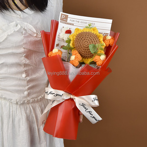 Fiori Lavorati a Maglia, Bouquet Personalizzato Fatto a Mano in Lana, Rose, Girasoli, Margherite <span class=keywords><strong>per</strong></span> Festa della <span class=keywords><strong>Donna</strong></span>, Natale, Festa della Mamma - Product Image 1