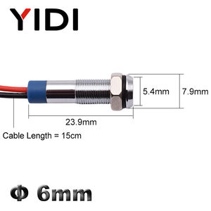 6mm Metall-Kontrollleuchte LED-Lampe Rot Grün Gelb Blau Weiß Flache Signalleuchte mit Kabelanschluss Anzeigeleuchte Instrumententafel - Product Image 3