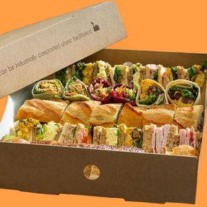 Quest eco Brown Square Salat Kraft papier Käsekuchen <span class=keywords><strong>Box</strong></span> 12x11x6,5 cm Salat <span class=keywords><strong>box</strong></span> zum Mitnehmen Frühstück Sushi Food <span class=keywords><strong>Tray</strong></span> mit Kunststoff deckel - Product Image 4