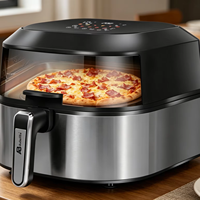 Friteuse à air Anbolife 6L avec grill, 1700W, écran tactile, affichage numérique 45-230°C, fenêtre de visualisation et éclairage, OEM ODM