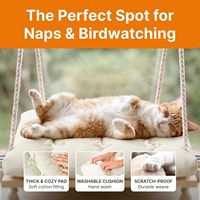 Perchoir de fenêtre pour chat avec ventouses de qualité industrielle, hamac en bois de pin massif, coussin moelleux, capacité de 42 lb pour chats d'intérieur