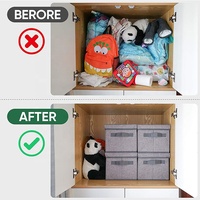 Boîtes de rangement en tissu lin, conteneurs pliables avec couvercle, organiseurs de placard avec couvercle, pour chambre à coucher, maison et bureau