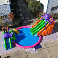 Château gonflable commercial durable en PVC, toboggan aquatique, parc aquatique, parcours d'obstacles, piscine, divertissement extérieur, 100-500 kg