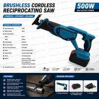 Scie sauteuse sans fil industrielle sans balais, course de 28 mm, 3300 SPM, vitesse variable, kit de coupe pour bois, métal et tuyaux PVC