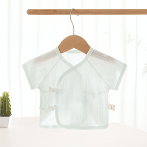 Blouse mi-longue pour nouveau-né, été, coton fin, manches courtes, taille 52, vêtements tricotés unisexes - Product Image 2