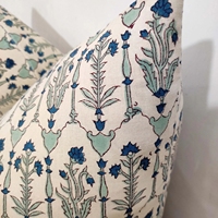 Housse de coussin imprimée en coton motif floral Indigo Sauge, style botanique vintage, pour chambre, canapé, décoration intérieure, vente en gros