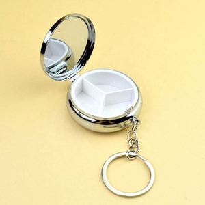 Boîte pliante rectangulaire et ovale en argent avec logo personnalisé, design personnalisé avec miroir, simple boîte à pilules en métal à fermeture à pression - Product Image 1
