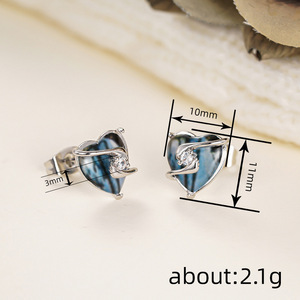 Orecchini a perno con motivo a inchiostro a forma di cuore per donna, accessori per le orecchie per l'ufficio e l'uso quotidiano - Product Image 5