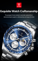 Montre à quartz de luxe pour homme POEDAGAR, chronographe pour homme d'affaires, bracelet original étanche, phase lunaire, calendrier, montre-bracelet 879