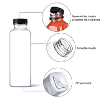 Bouteilles PET Vides Carrées pour Jus avec Logo Personnalisé, Qualité Alimentaire, 250ml 350ml 500ml 1000ml, et Couvercle Antivol pour Emballage de Boissons