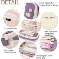 Boîte à crayons multi-couches en toile, sac à crayons multifonctionnel pour l'école, pochette pour étudiants, grande capacité rétractable