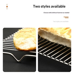 Grille de cuisson <span class=keywords><strong>plate</strong></span> en acier inoxydable à pieds carrés, non revêtue, pour barbecue, four, pain, égouttoir, séparateur d'huile - Product Image 3