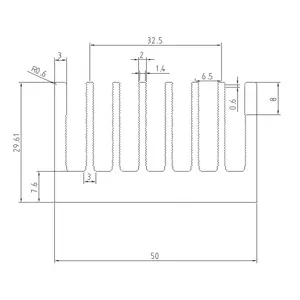 Mesin CNC profesional 50*29.6*200MM anodisasi warna-warni peredam panas aluminium ekstrusi heatsink