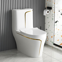 WC monobloc moderne en céramique multicolore pour salle de bain, cuvette de toilette dorée et blanche