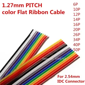 1Meter 10P/12P/14P/16P/20P/26P/34P/40P/50P 1.27mm PITCH Color Flat Ribbon Cable Rainbow DuPont Wire for FC Dupont Connector
