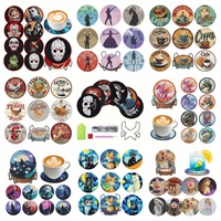 Perlengkapan Coaster Seni Berlian, Coaster Lukisan Berlian 5D, Seni Permata, Kerajinan DIY Titik Berlian untuk Hadiah atau Kehidupan Sehari-hari