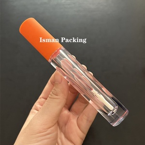 ISMAN Tubo de Brillo <span class=keywords><strong>Labial</strong></span> Redondo Mate Naranja de Alta Gama de 6 ml, Envase de Brillo <span class=keywords><strong>Labial</strong></span> de Pared Gruesa con Acabado Cristalino, Botella con Tacto de Goma y Logotipo Personalizado - Product Image 4