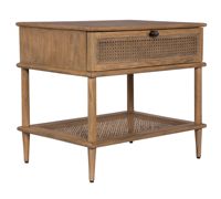 Table d'angle moderne en bois massif et rotin pour le salon