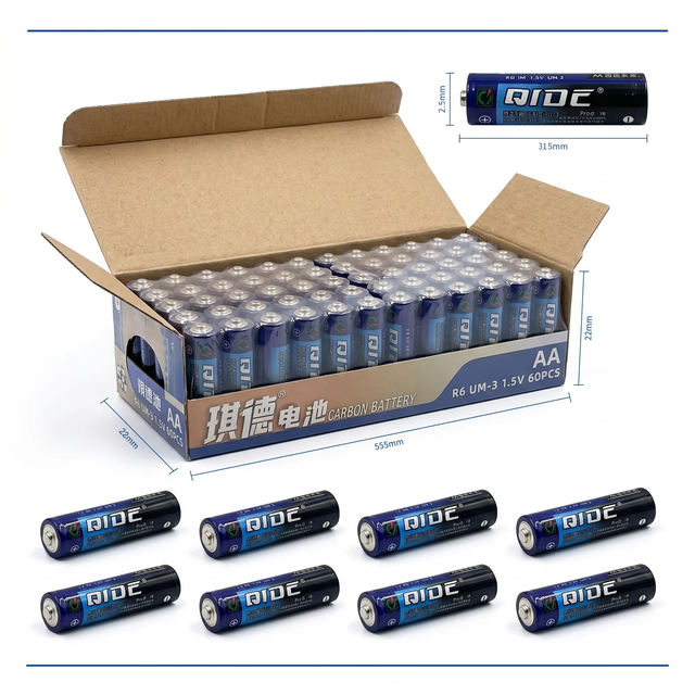 Wholesale OEM AA R6P Carbon Zinc Battery 1.5V Super Heavy Duty Primary Battery Dry Cell for Flashlight