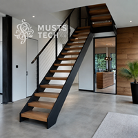 Escalier flottant à double poutre latérale pour intérieur d'appartement, conception sur mesure, direct usine