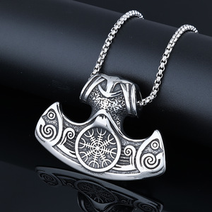 Pendentif Marteau de Thor en Acier Inoxydable Série <span class=keywords><strong>Viking</strong></span> Personnalisé Tendance Transfrontalier, Chaîne en Bambou Vintage Nordique - Product Image 2