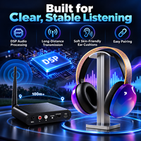 Headphone Silent Disco LED Menyala, Nirkabel, Over Ear, Stereo, Headset Pesta DJ