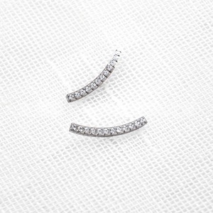 <b>Titanium</b> Alloy White Zirconium Long Bar Earrings 11.7mm Lip <b>Studs</b> Ear Bone <b>Studs</b> Piercing Jewelry - Product Image 3