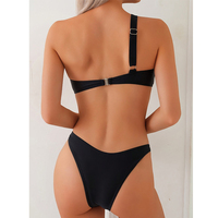 Ensemble de bikini asymétrique pour femme avec anneau, maillot de bain sexy personnalisé, 2 pièces