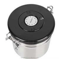 Récipient à café avec valve CO2, couvercle hermétique, conserve la fraîcheur, boîte de conservation en acier inoxydable, ustensiles à café pour grains de café