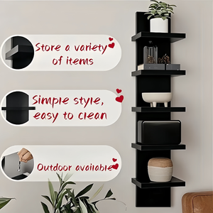 Étagère murale à 5 niveaux, étagère murale décorative, étagères verticales modernes, étagères flottantes pour chambres à coucher, salles de bain - Product Image 4