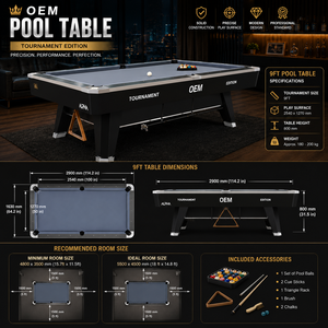Table de billard Alpha Tournament de marque OEM, ardoise de 1 pouce, édition standard en 3 parties, usage commercial en intérieur - Product Image 5