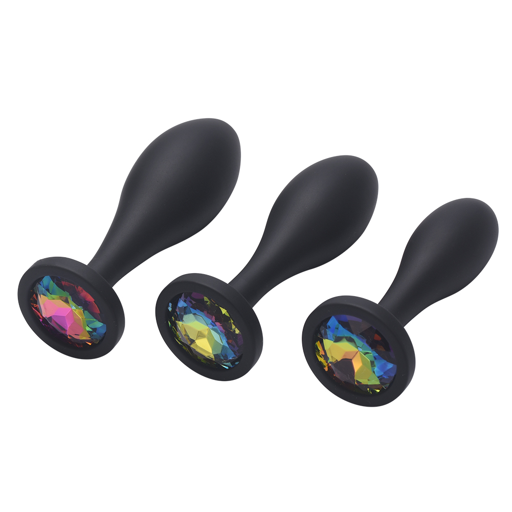 Los juguetes de envío del sexo anal del silicón del descenso riegan el sistema anal del enchufe del Massager del diseño del descenso del enchufe anal negro del extremo