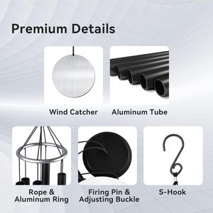 32-inch aluminum alloy 6-tube wind <b>chime</b> aluminum <b>ring</b>, indoor decoration, outdoor garden, good mood gift - Product Image 5