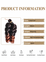 Extensions de cheveux synthétiques au crochet, boucles spirales italiennes, ondulations lâches, 10 pouces, 150g, tête entière, trame simple, coiffure bohème