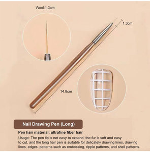 UV Gel <b>Nail</b> Brush Set 9pcs Liner Stripe Painting Drawing Carving Pen Wood Handle DIY Manicure Detailing <b>Nail</b> Art Tool - Product Image 6