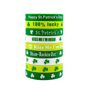 Pulsera de Silicona para el Día de San Patricio, Pulsera de Goma con Trébol de la Suerte Verde, Regalo para Fiestas - Product Image 2