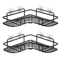 Étagère d'angle murale pour salle de bain, panier de douche, support de rangement sans perçage, adhésif, en fil d'acier inoxydable, organisateur multifonction moderne pour