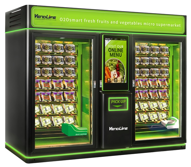 Combo Frozen Meat Vending Machine for Selling Meat Smart Touch Screen Fruit and Vegetable Salad Elevator Vendlife Vending