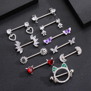 Gaby Nouvelle Arrivée Anneaux de <span class=keywords><strong>Téton</strong></span> Plaqué Argent Papillon Chat <span class=keywords><strong>Piercing</strong></span> <span class=keywords><strong>Téton</strong></span> Acier Inoxydable Bijoux de Corps <span class=keywords><strong>Piercing</strong></span> Vente en Gros pour Femmes - Product Image 3