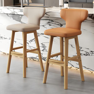 Tabourets <span class=keywords><strong>de</strong></span> <span class=keywords><strong>bar</strong></span> Antique rétro Village comptoir rustique nordique moderne grand meubles <span class=keywords><strong>de</strong></span> maison haute cuisine en cuir <span class=keywords><strong>chaise</strong></span> en bois tabourets <span class=keywords><strong>Bar</strong></span> - Product Image 2