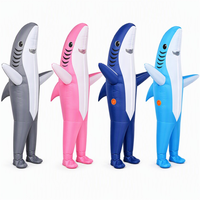 Costume de Requin Gonflable 4 Couleurs – Tenue Complète Amusante avec Ventilateur et Fenêtre en Maille pour Halloween, Fêtes à la Piscine et Cosplay
