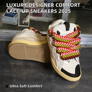 2025 Luxury Designer shoes High Quality Breathable <b>Light</b> Weight Anti-Slip Genuine Leather Lace Sneakers Comfortable Sport Shoes - Product Image 2