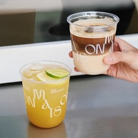 Gobelet en plastique transparent jetable en PET à paroi simple en forme de U avec logo personnalisé pour thé au lait Boba, café, smoothie, boisson avec couvercle