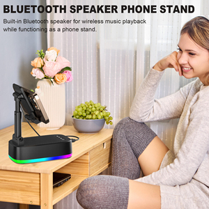 Haut-parleur sans fil multifonctionnel <span class=keywords><strong>pour</strong></span> ordinateur de bureau et téléphone portable, avec support de téléphone LED rotatif et pliable, couleur unie – Vente chaude - Product Image 4