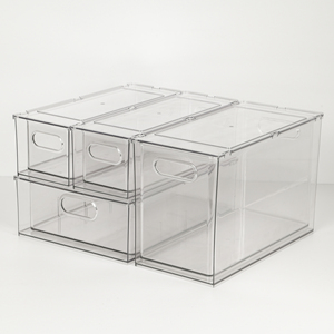Home Storage Accessories PET Plastic Box Set Multi-Use Books and Crafts Storage Baskets Refrigerator Drawer Fridge Organizer