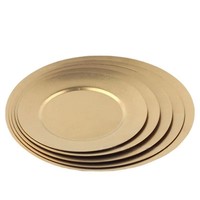 Assiette en acier inoxydable classique plaquée or, écologique, pour service alimentaire sûr, personnalisable pour mariage, traiteur, fête